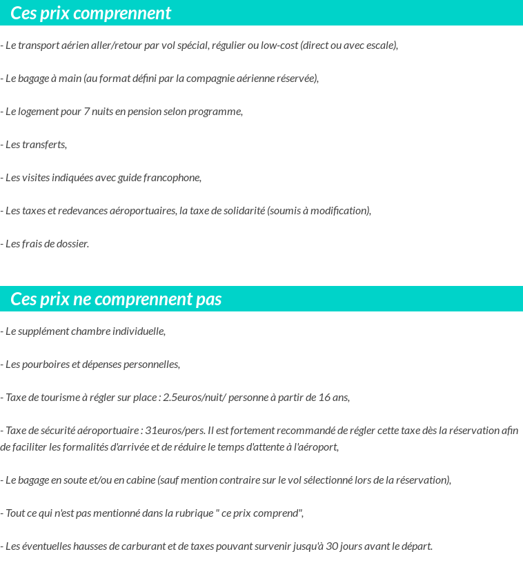 Conditions tarifaires