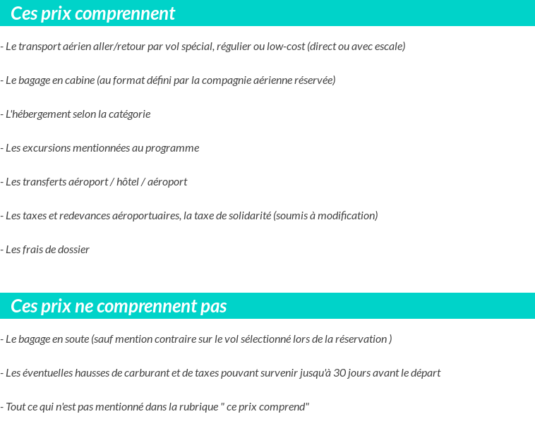 Conditions tarifaires