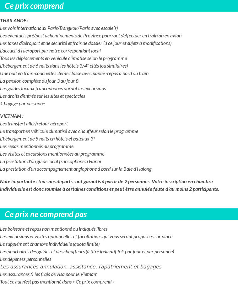 Conditions tarifaires