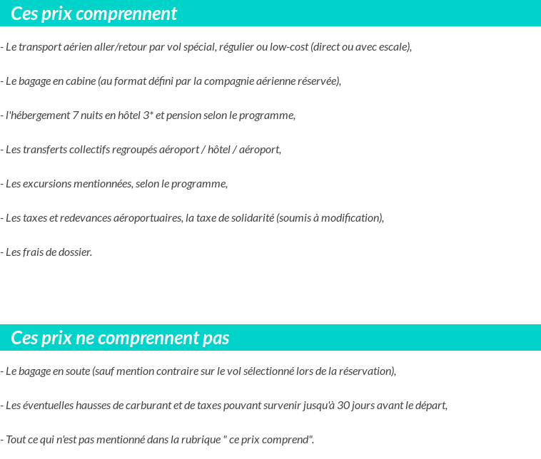Conditions tarifaires