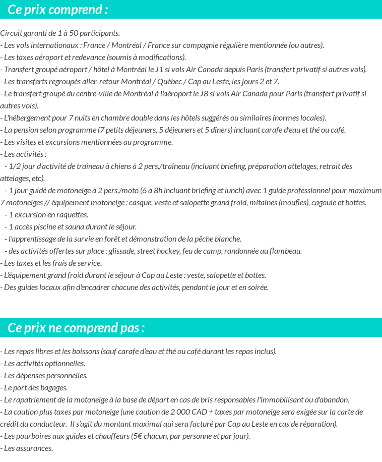 Conditions tarifaires