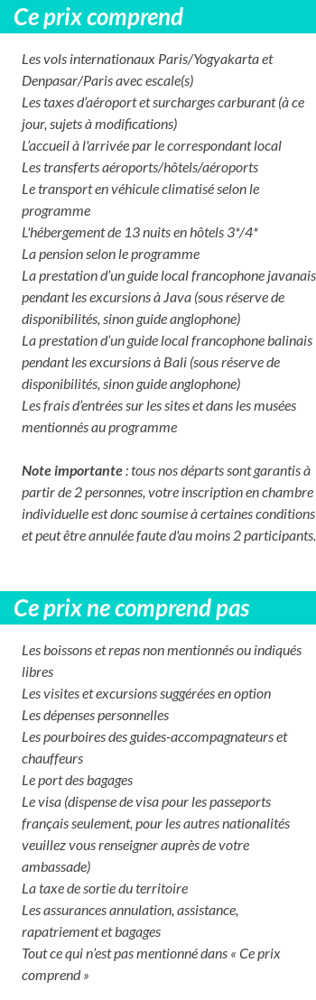 Conditions tarifaires