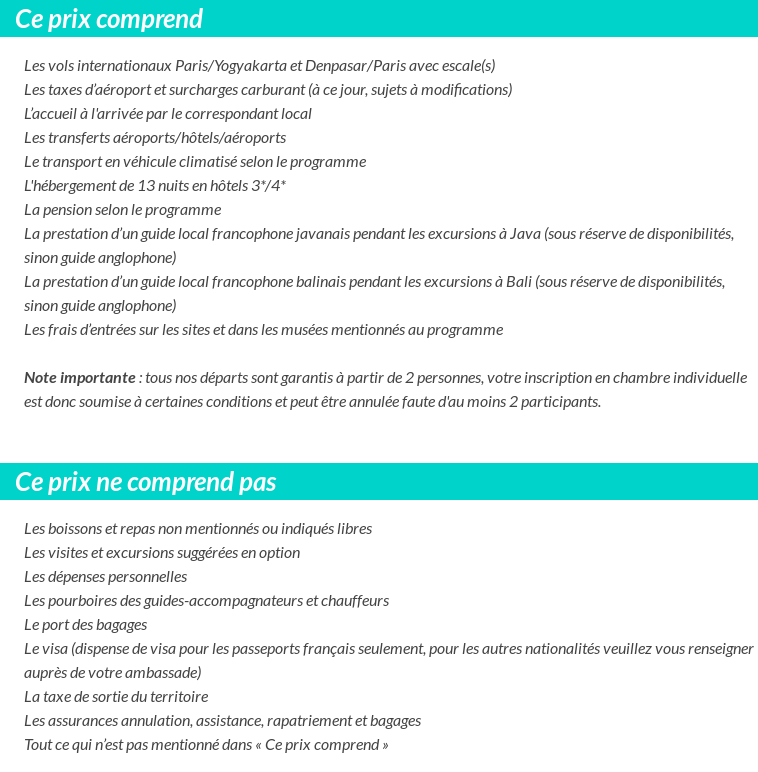 Conditions tarifaires