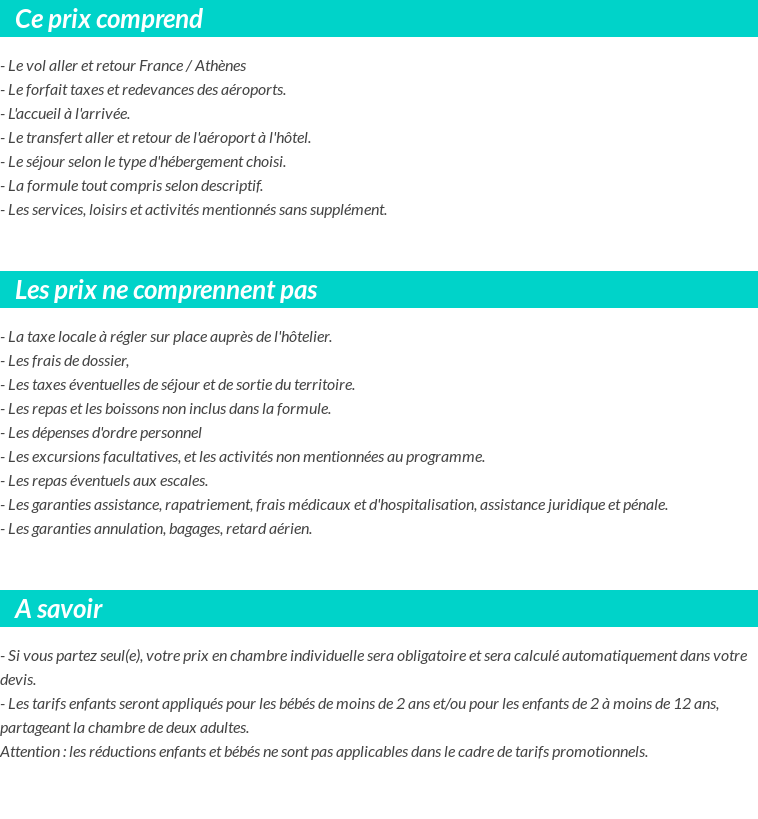Conditions tarifaires