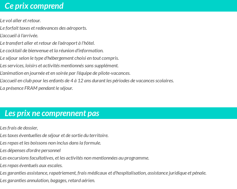 Conditions tarifaires