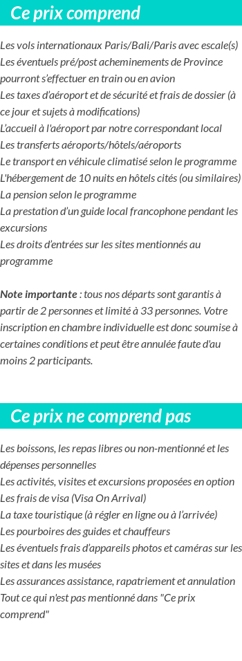 Conditions tarifaires