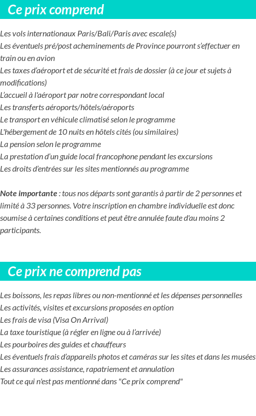 Conditions tarifaires