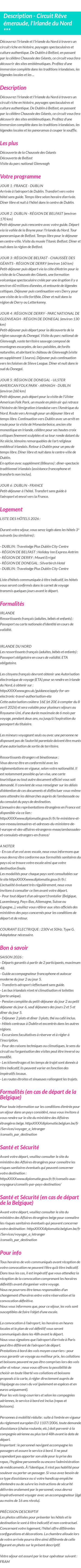 Détails du séjour