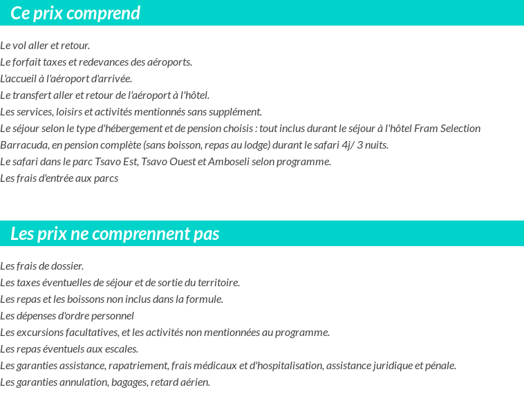 Conditions tarifaires