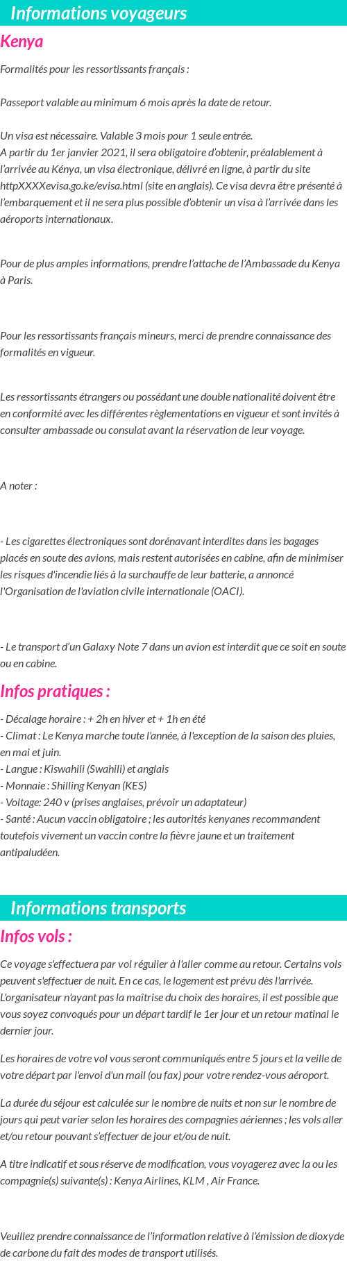 Formalités et infos voyageurs