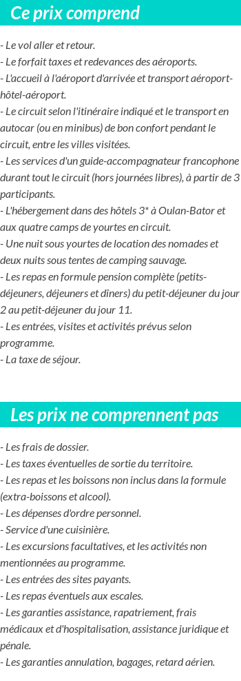Conditions tarifaires