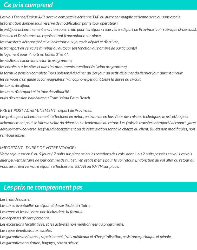 Conditions tarifaires