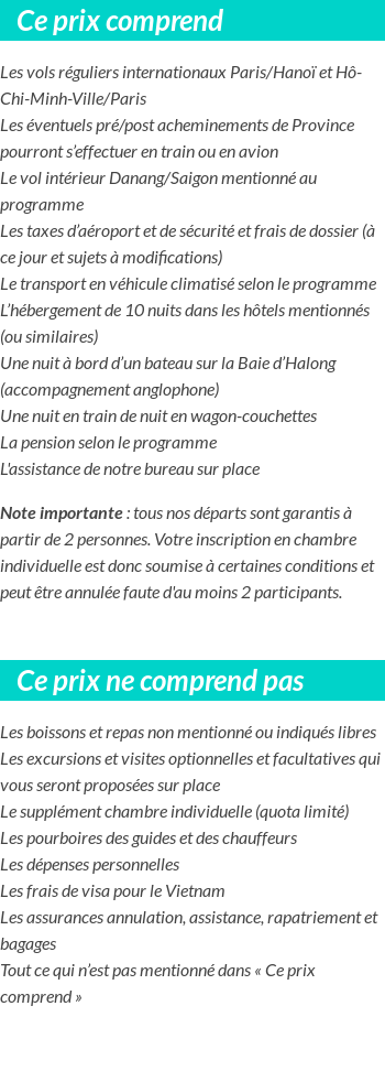 Conditions tarifaires