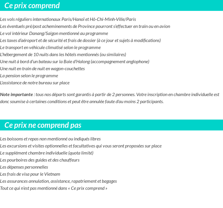 Conditions tarifaires