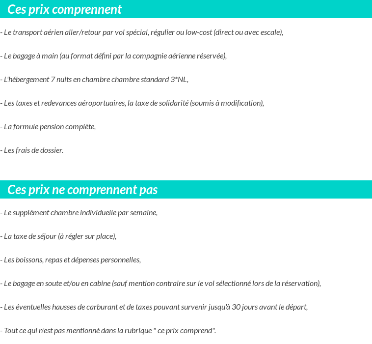 Conditions tarifaires