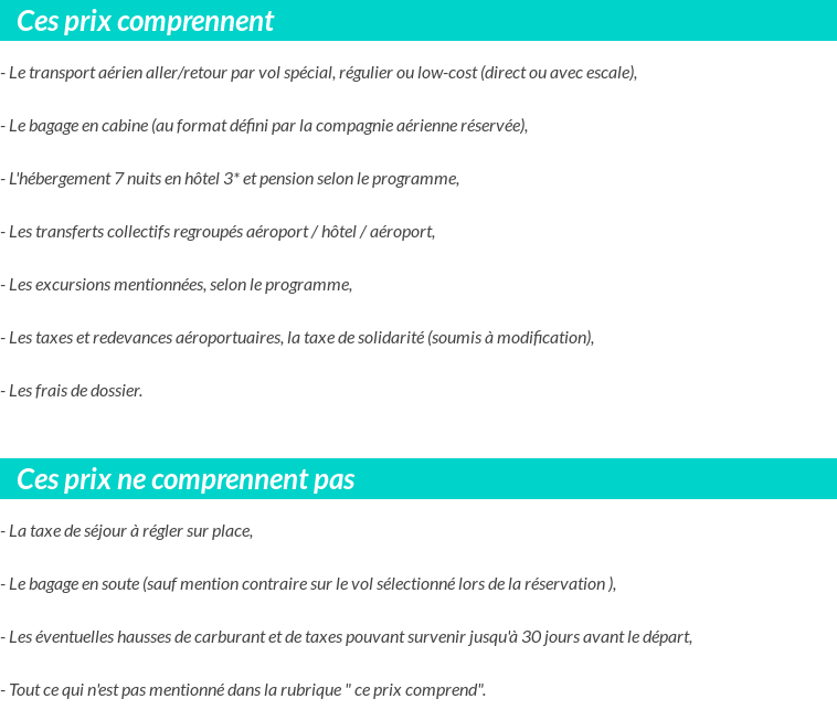 Conditions tarifaires