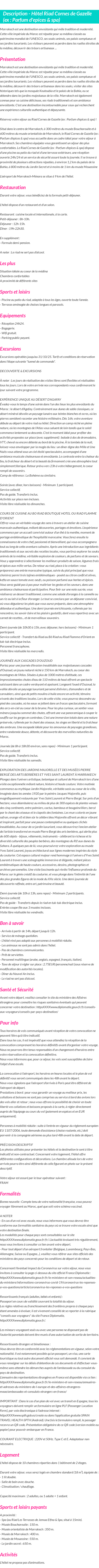 Détails du séjour