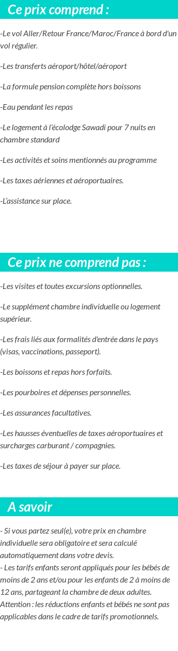 Conditions tarifaires