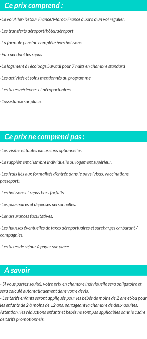 Conditions tarifaires