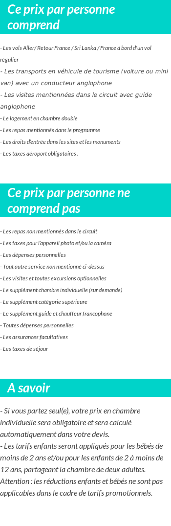 Conditions tarifaires