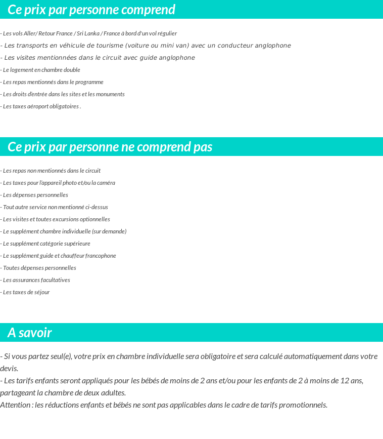 Conditions tarifaires