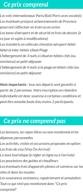 Conditions tarifaires