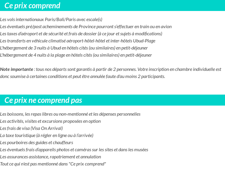 Conditions tarifaires