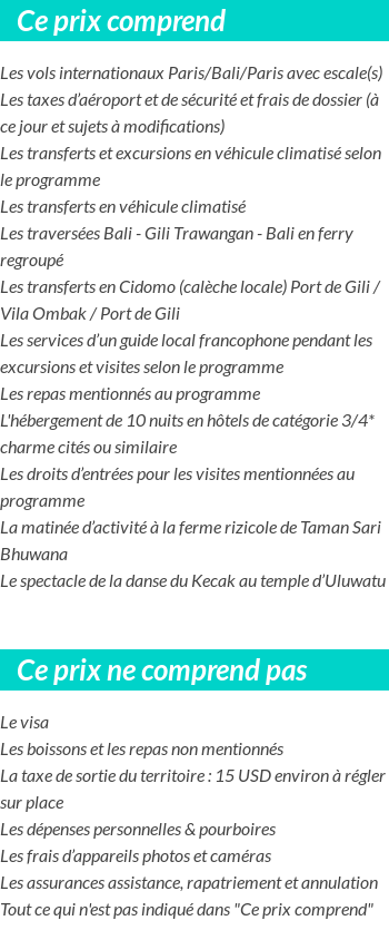 Conditions tarifaires