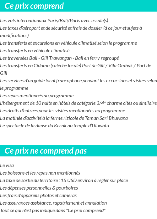Conditions tarifaires