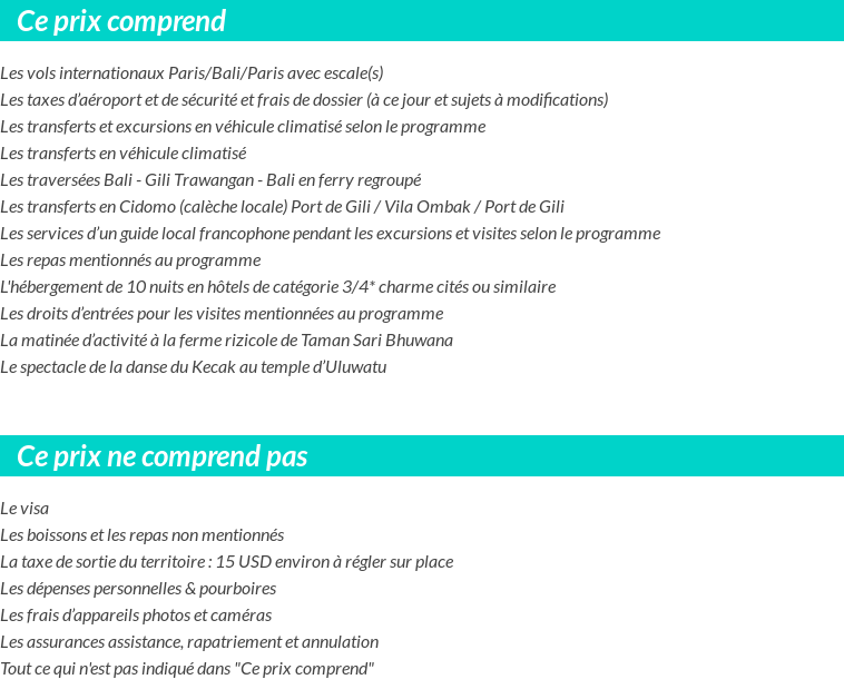 Conditions tarifaires