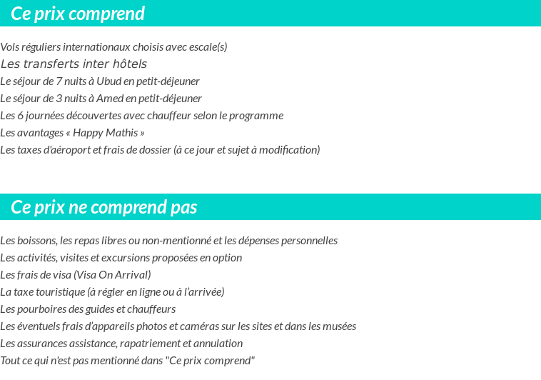 Conditions tarifaires