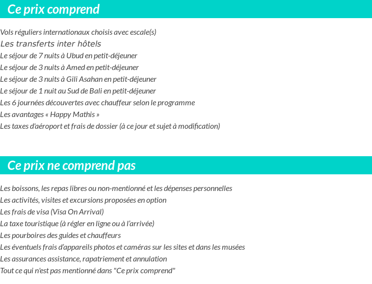 Conditions tarifaires