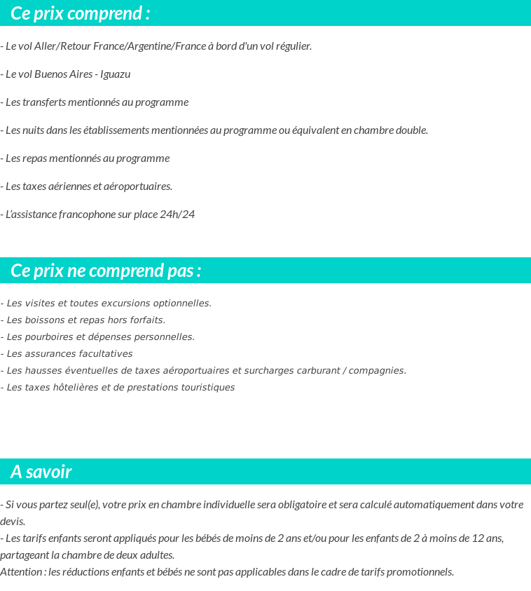 Conditions tarifaires