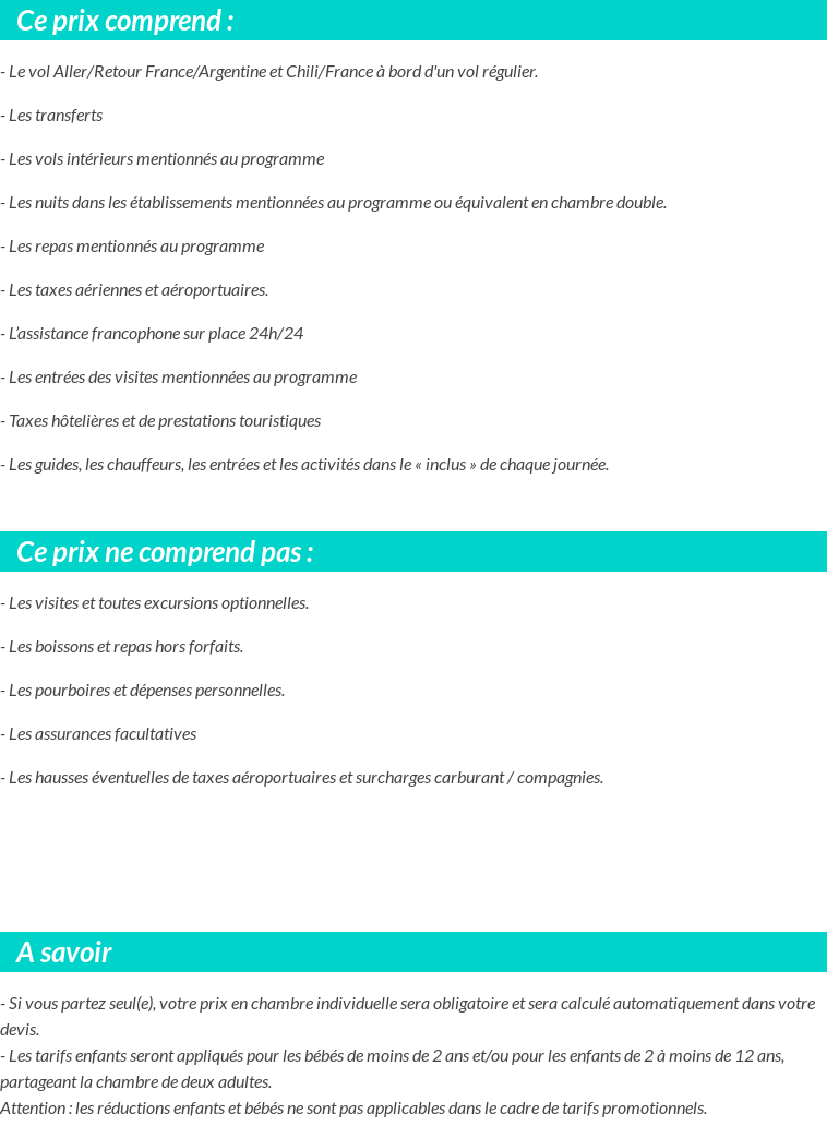 Conditions tarifaires