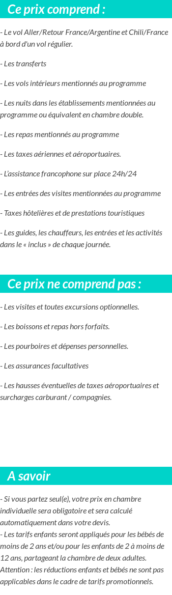 Conditions tarifaires