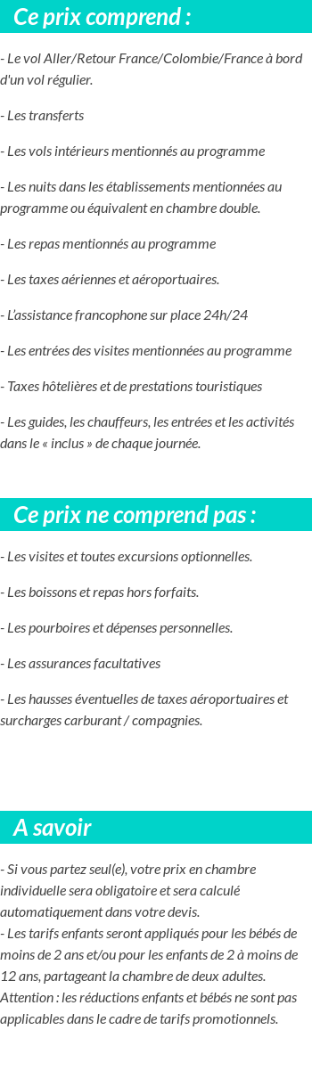 Conditions tarifaires