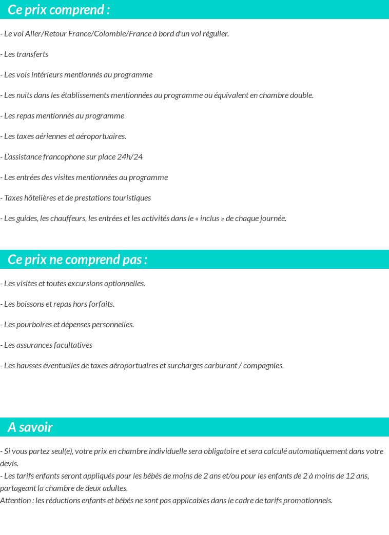 Conditions tarifaires