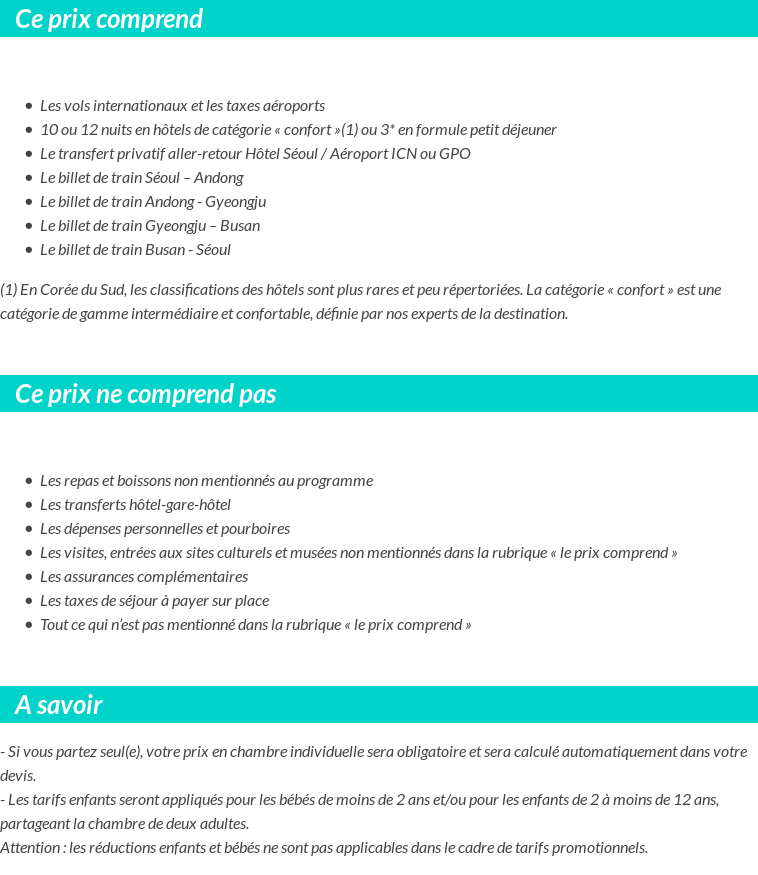 Conditions tarifaires