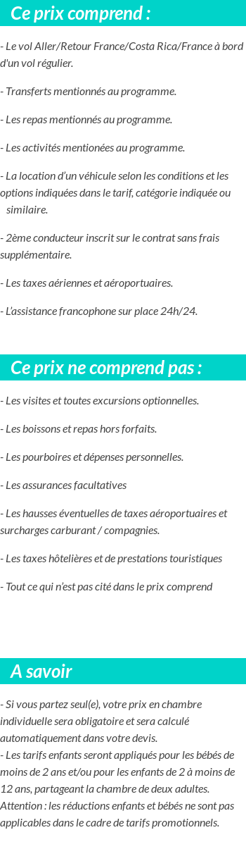 Conditions tarifaires