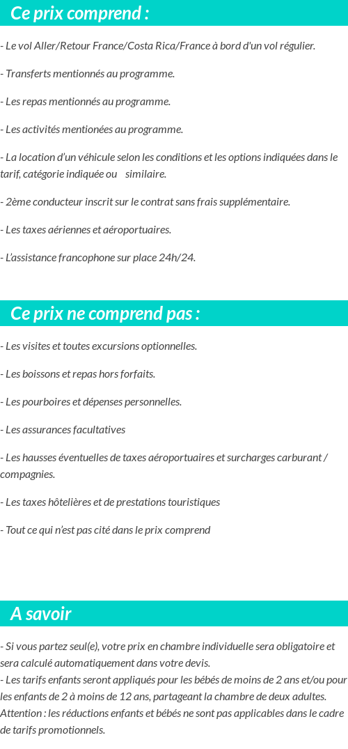 Conditions tarifaires