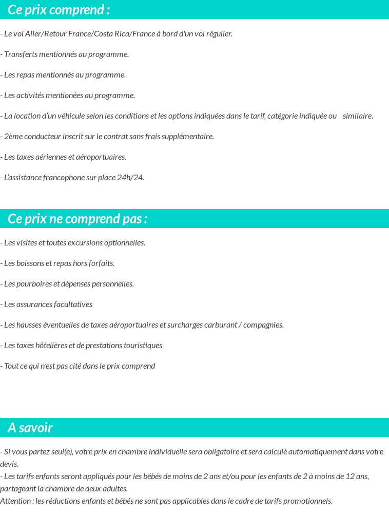 Conditions tarifaires