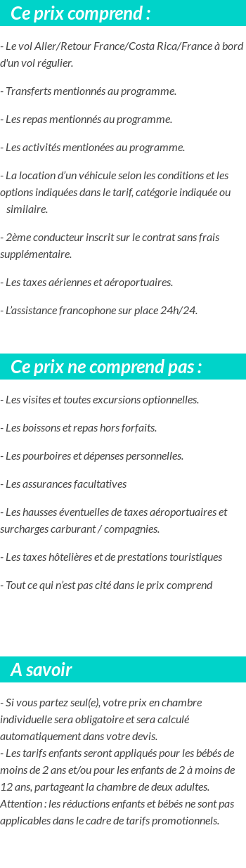 Conditions tarifaires