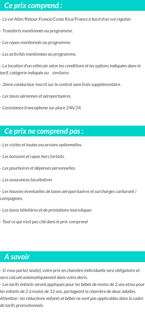 Conditions tarifaires