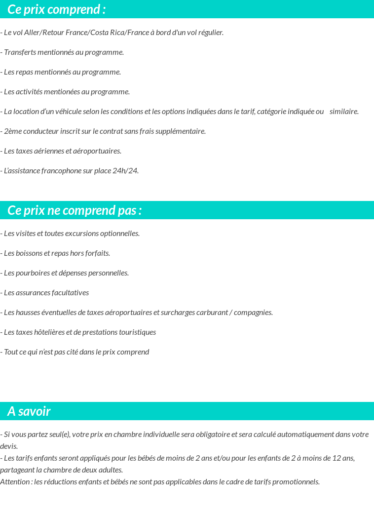 Conditions tarifaires