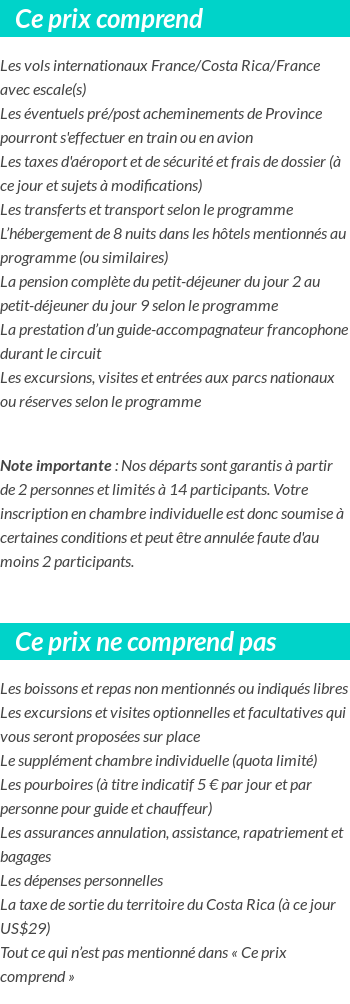 Conditions tarifaires