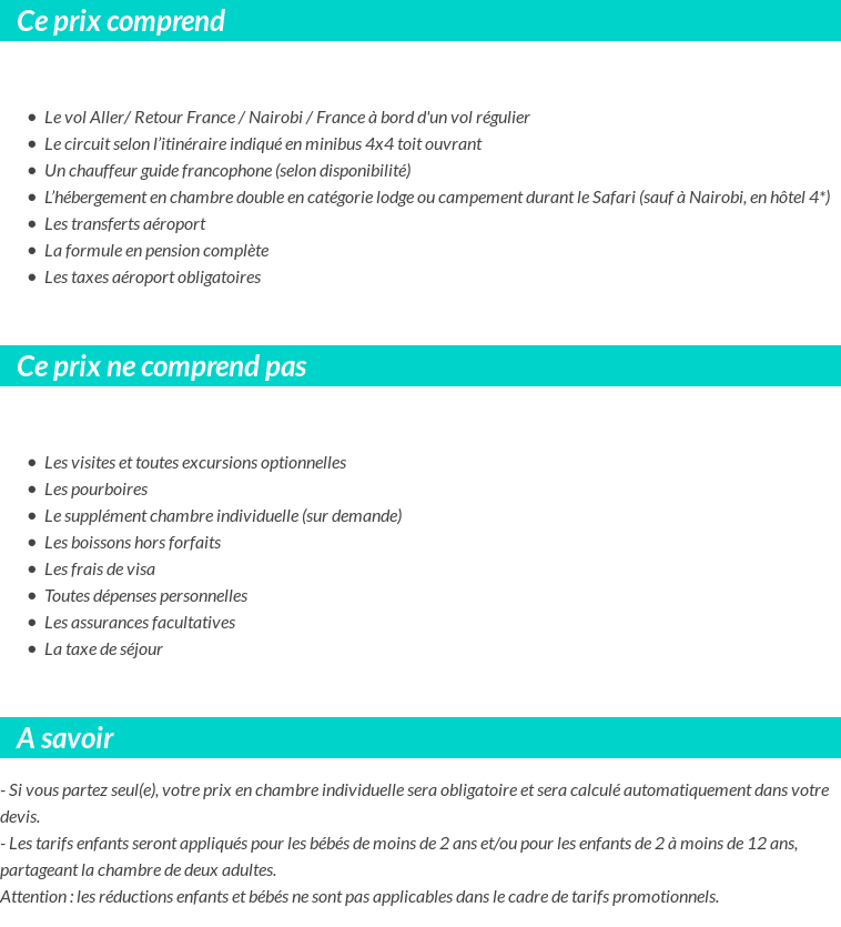 Conditions tarifaires