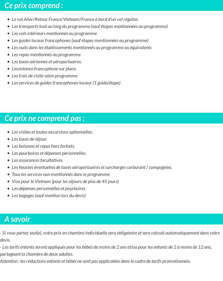 Conditions tarifaires
