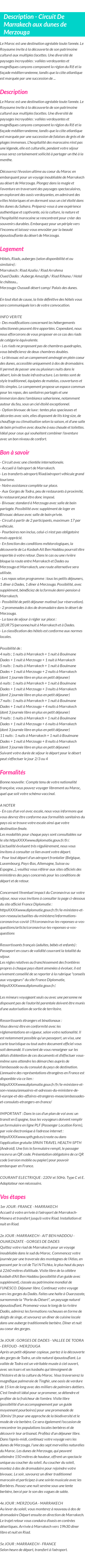Détails du séjour