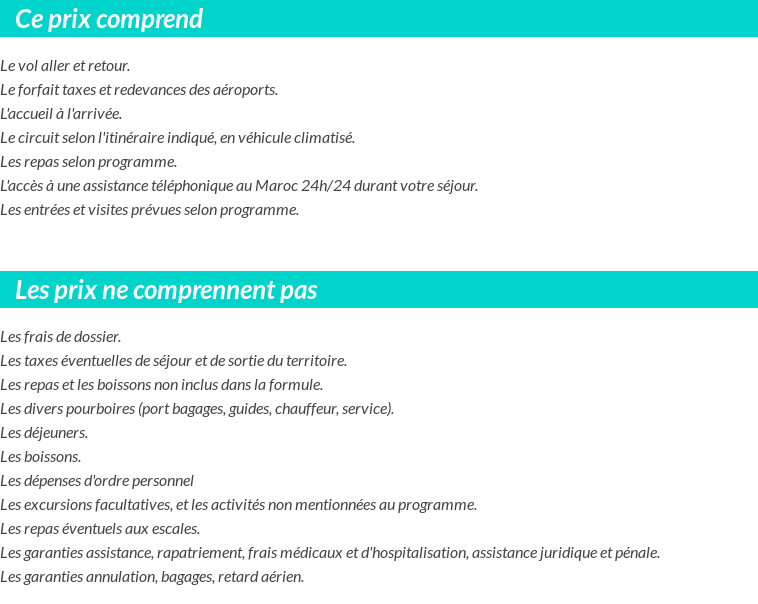 Conditions tarifaires