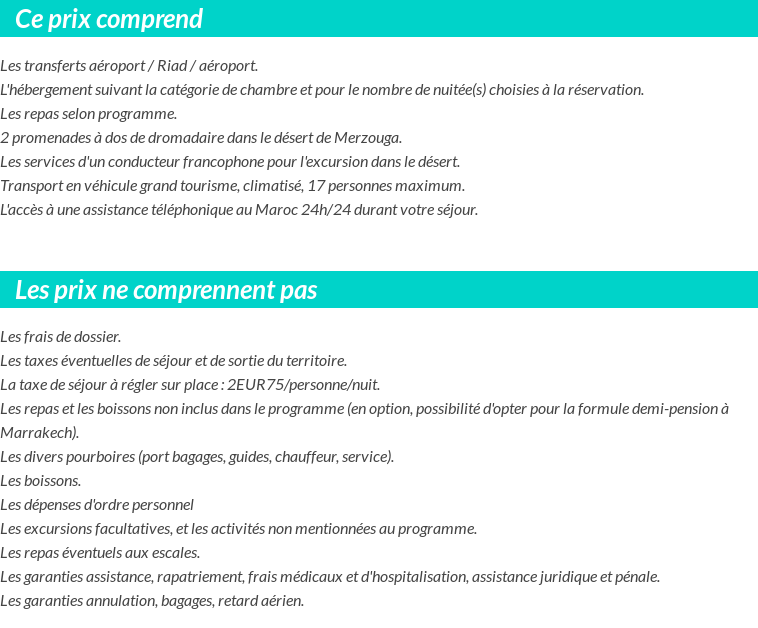 Conditions tarifaires